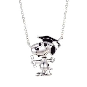Snoopy Graduated PEANUTS Silver Plated "Snoopy" Graduation Pendant Necklace